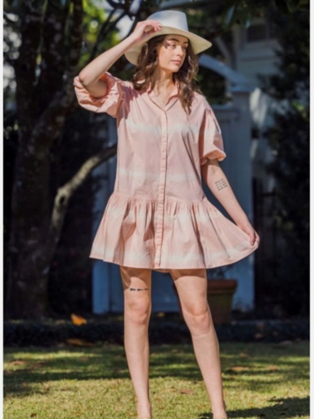 WKND WYFR Frock It Mini Dress Pink White Tie Dye Size XS